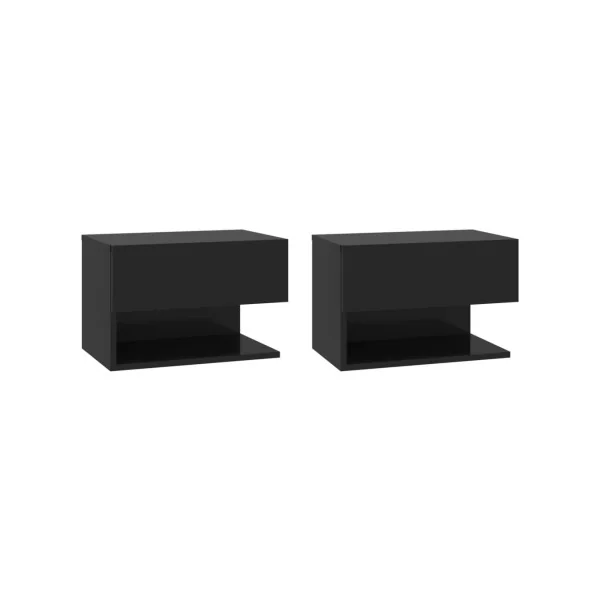 (Lot de 2) Table de Chevet Murale Noir Table Nuit à Suspendre