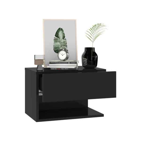 (Lot de 2) Table de Chevet Murale Noir Table Nuit à Suspendre
