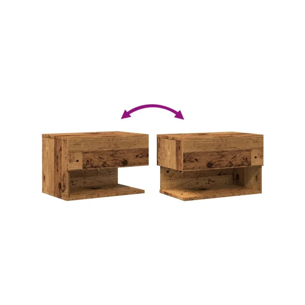 (Lot de 2) Table de Chevet Murale Vieux bois Table Nuit à Suspendre