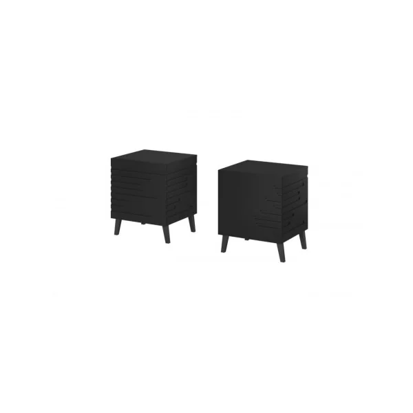 (Lot de 2) Table de Chevet Noir 1 Tiroir Table de Nuit Chevet de Chambre Moderne