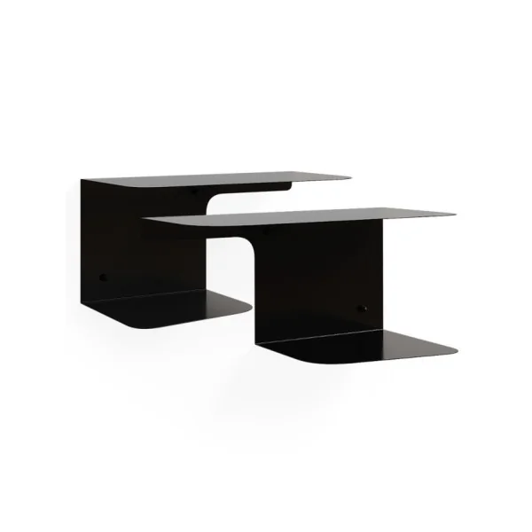 (Lot de 2) Table de Chevet Noir Design en Métal Table de Nuit Métallique