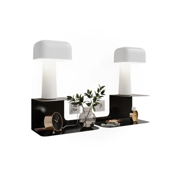 (Lot de 2) Table de Chevet Noir Design en Métal Table de Nuit Métallique