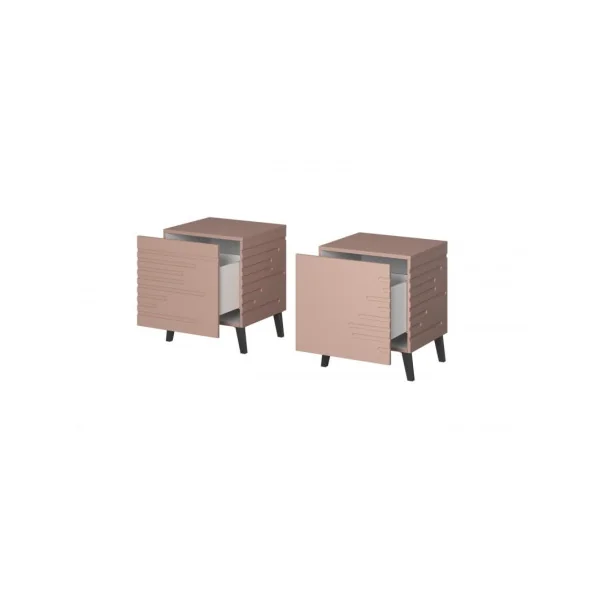 (Lot de 2) Table de Chevet Rose Antique 1 Tiroir Table de Nuit Chevet de Chambre Moderne