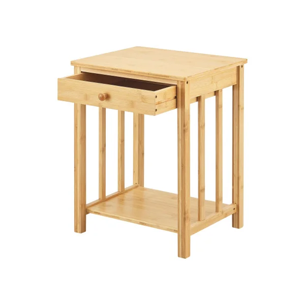 (Lot de 2) Table de Nuit en Bambou 1 Tiroir Table Chevet Bambou