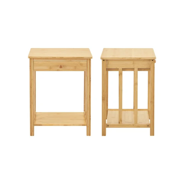 (Lot de 2) Table de Nuit en Bambou 1 Tiroir Table Chevet Bambou