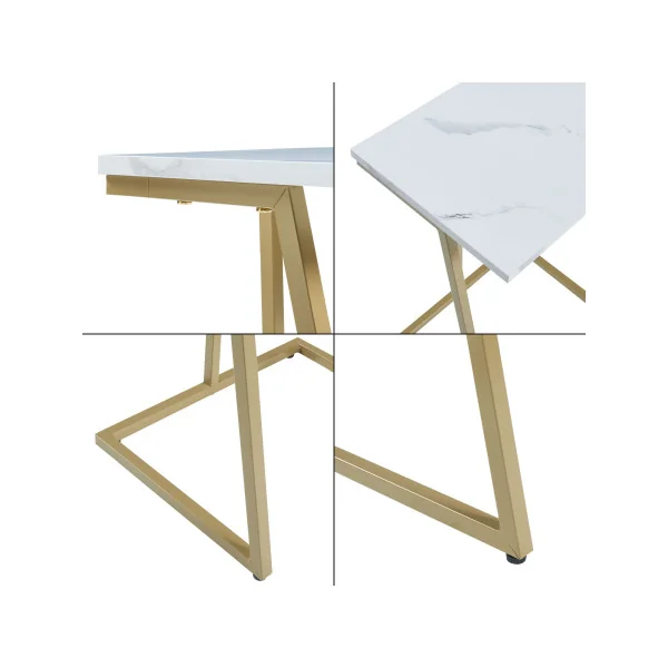 Lot de 2 Tables Basses Gigognes Table basse Dorée Effet Marbre Table de Salon