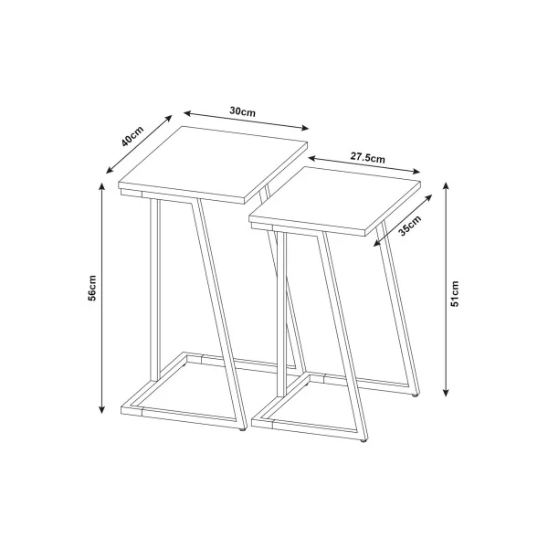 Lot de 2 Tables Basses Gigognes Table basse Noir Effet Noyer Table de Salon