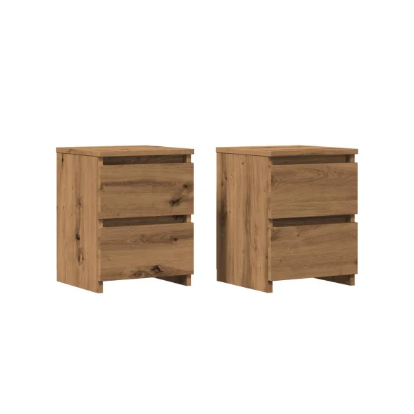 (Lot de 2) Tables de Chevet Chêne Artisan 2 Tiroirs Table Nuit Moderne