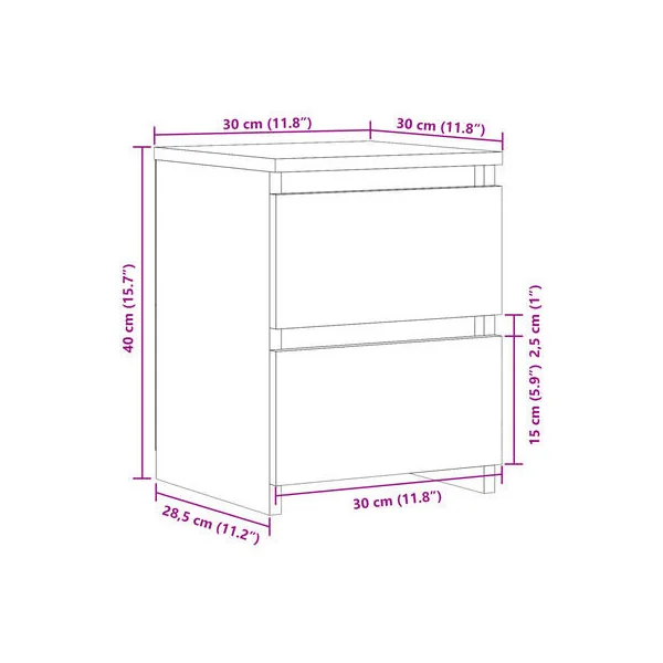 (Lot de 2) Tables de Chevet Chêne Artisan 2 Tiroirs Table Nuit Moderne