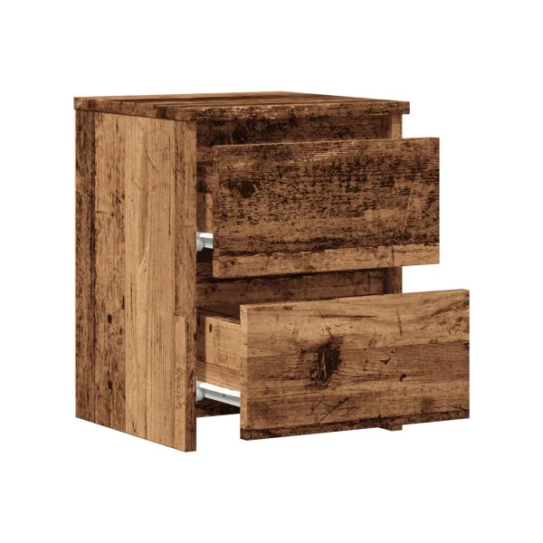 (Lot de 2) Tables de Chevet Vieux Bois 2 Tiroirs Table Nuit Moderne