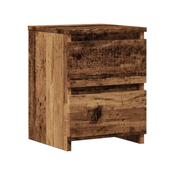 (Lot de 2) Tables de Chevet Vieux Bois 2 Tiroirs Table Nuit Moderne