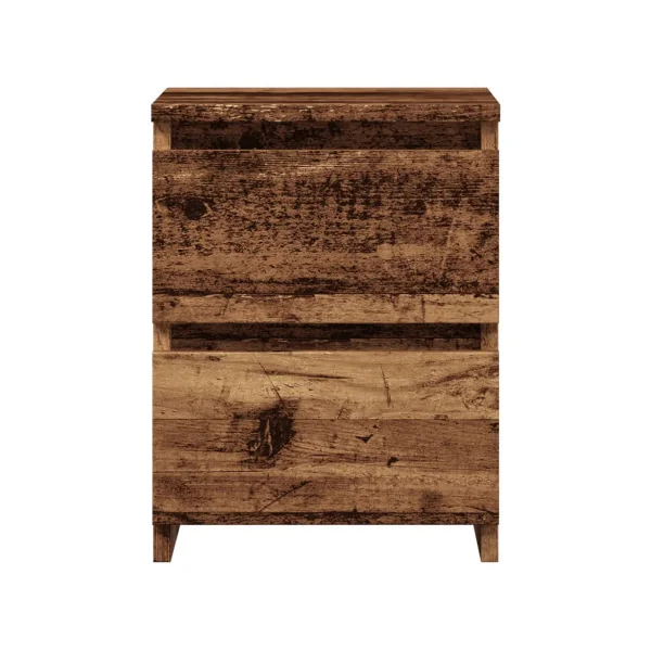 (Lot de 2) Tables de Chevet Vieux Bois 2 Tiroirs Table Nuit Moderne