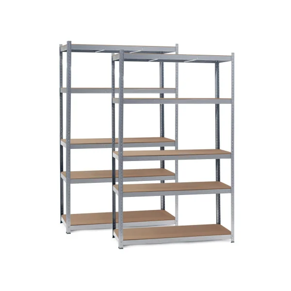 Lot de 2 étagères professionnel Silver 120x60x200 cm Rayonnage métallique Etagère métallique industrielle Charge lourde