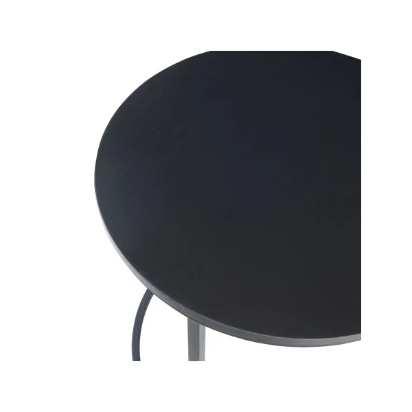 Lot de 3 Tables Gigognes Surface Noir Table Basse de Salon Ronde Structure en Métal Noir
