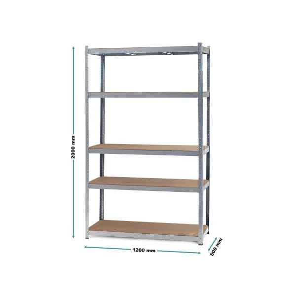 Lot de 5 Etagères Professionnel 120x50x204 cm Etagère Métallique Industrielle Charge lourde 875 kg