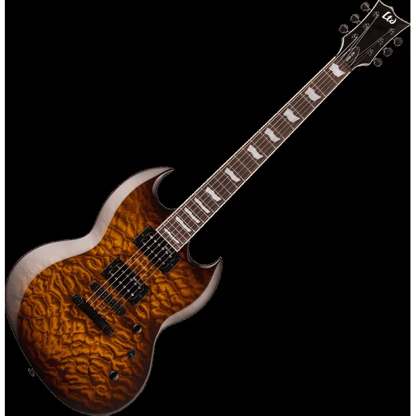 Ltd Viper 256 QM Dark Brown Sunburst - Guitare Électrique 6 Cordes Type SG