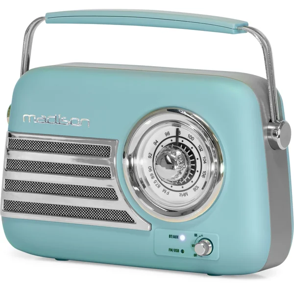 Madison Radio Rétro avec Bluetooth et FM (Bleu Mat)