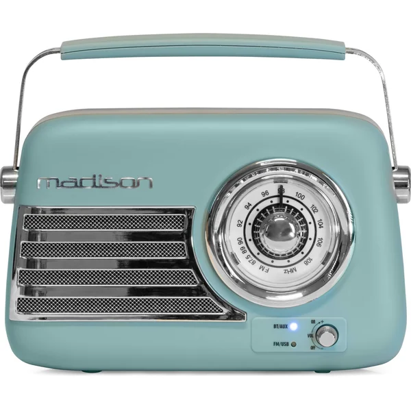 Madison Radio Rétro avec Bluetooth et FM (Bleu Mat)