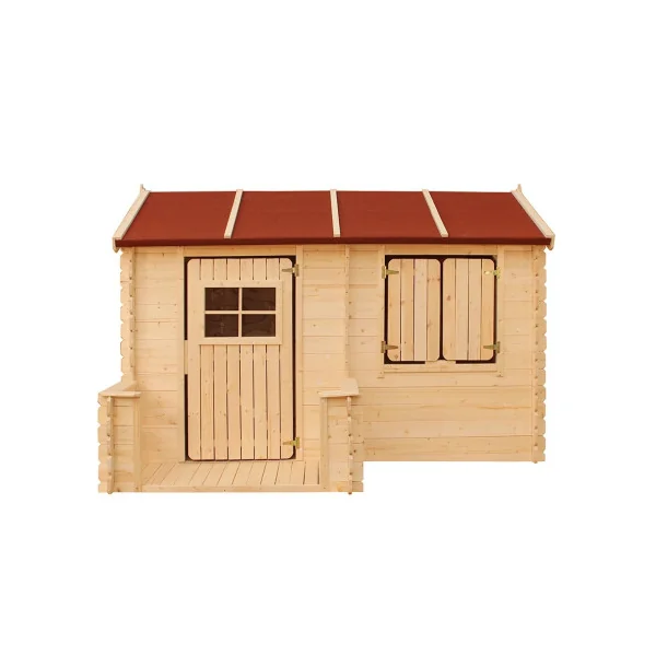 Maison de Jeux pour Enfants Petite Terrasse Pin et Epicéa Massif Maisonnette Enfant