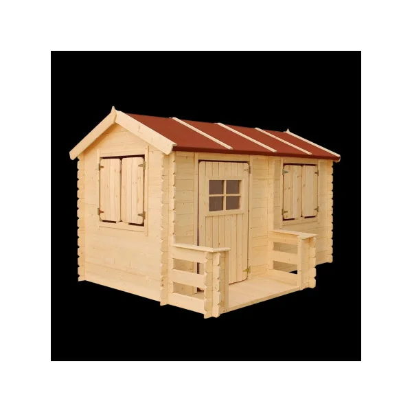Maison de Jeux pour Enfants Petite Terrasse Pin et Epicéa Massif Maisonnette Enfant
