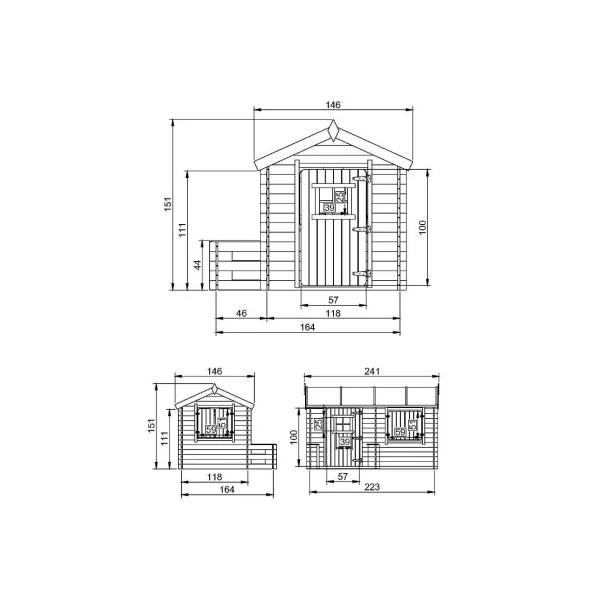 Maison de Jeux pour Enfants Petite Terrasse Pin et Epicéa Massif Maisonnette Enfant
