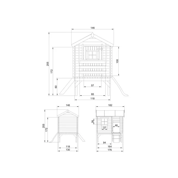 Maison de Jeux pour Enfants sur Pilotis avec Toboggan Pin et Epicéa Maisonnette Enfant