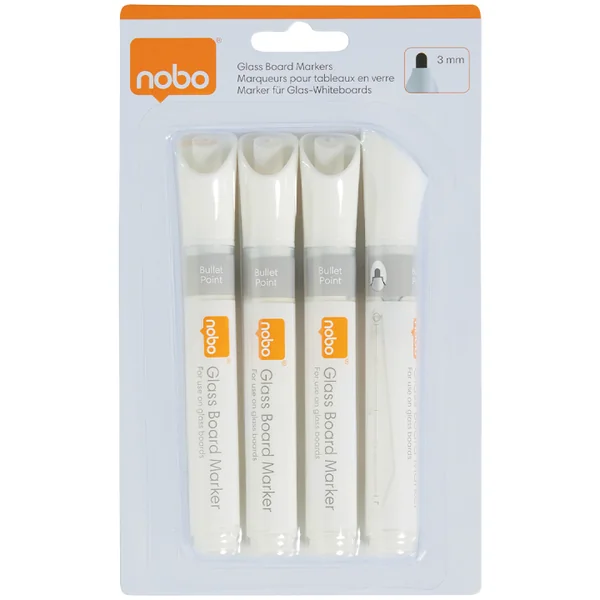 Marqueur pour tableau en verre blanc pack de 4