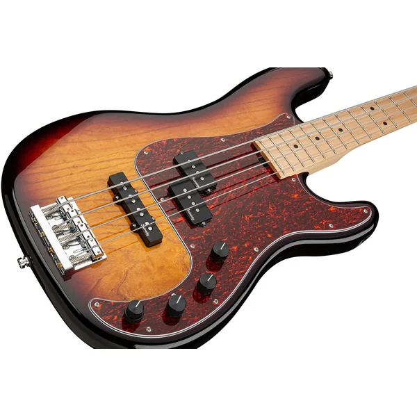 Metroline 21-Fret Hybrid P/J Bass Ash 4-string (Germany, MN) - '59 burst transparent