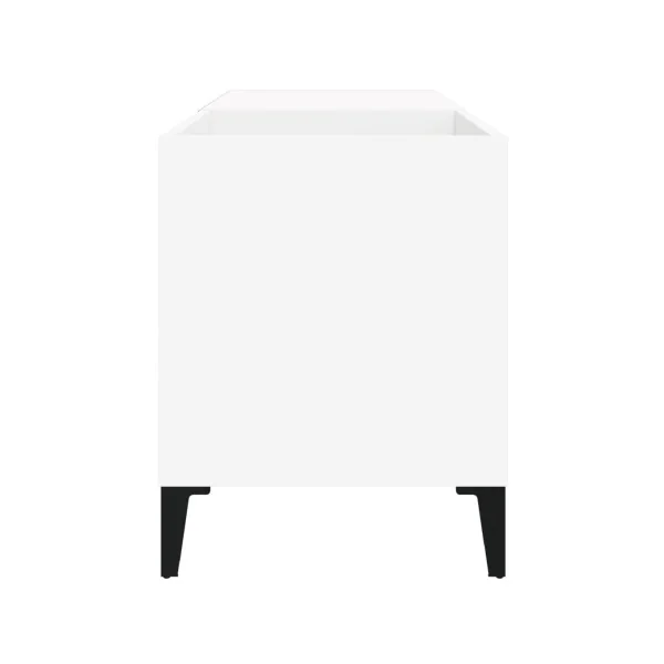 Meuble Bas Platine Vinyles Blanc avec Rangement Vinyles Armoire à Disques