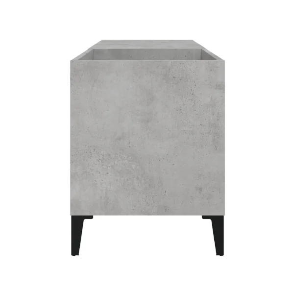 Meuble Bas Platine Vinyles Gris Béton avec Rangement Vinyles Armoire à Disques