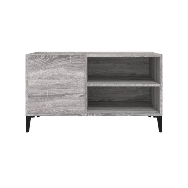 Meuble Bas Platine Vinyles Gris Chêne avec Rangement Vinyles Armoire à Disques