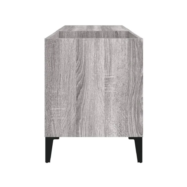 Meuble Bas Platine Vinyles Gris Chêne avec Rangement Vinyles Armoire à Disques