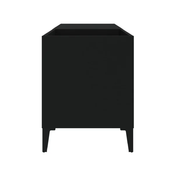 Meuble Bas Platine Vinyles Noir avec Rangement Vinyles Armoire à Disques