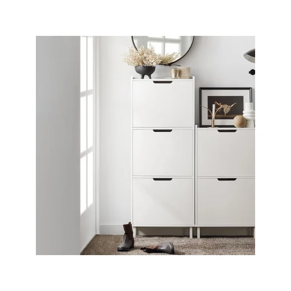 Meuble Chaussure Blanc Rangement Chaussures Armoire chaussures 3 Abattants