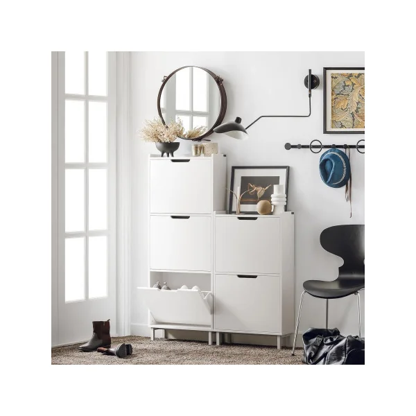 Meuble Chaussure Blanc Rangement Chaussures Armoire chaussures 3 Abattants