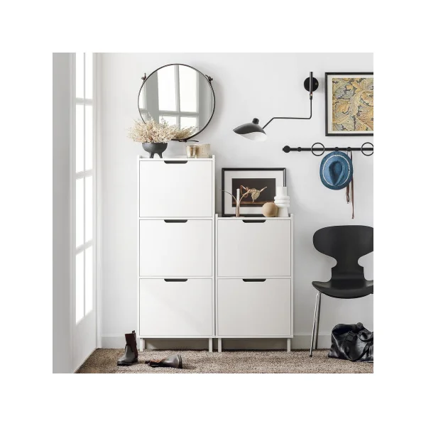 Meuble Chaussure Blanc Rangement Chaussures Armoire chaussures 3 Abattants
