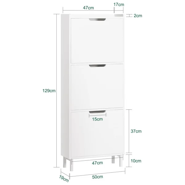 Meuble Chaussure Blanc Rangement Chaussures Armoire chaussures 3 Abattants