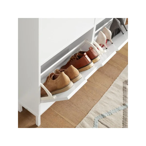 Meuble Chaussure Blanc Rangement Chaussures Armoire chaussures 4 Abattants