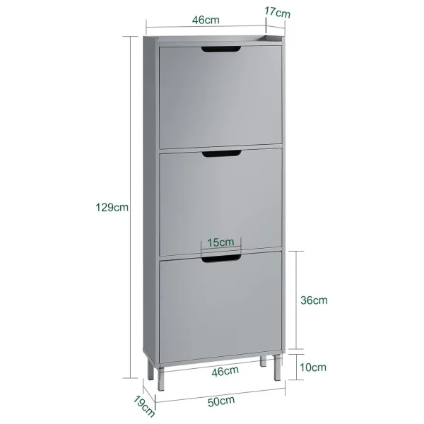 Meuble Chaussure Gris Rangement Chaussures Armoire chaussures 3 Abattants