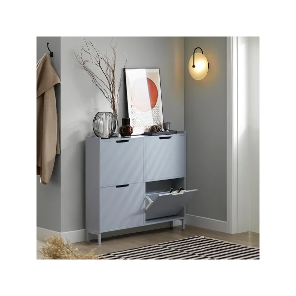 Meuble Chaussure Gris Rangement Chaussures Armoire chaussures 4 Abattants