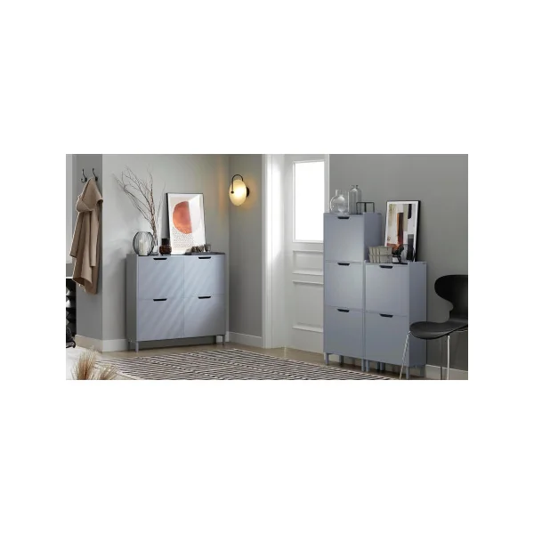 Meuble Chaussure Gris Rangement Chaussures Armoire chaussures 4 Abattants
