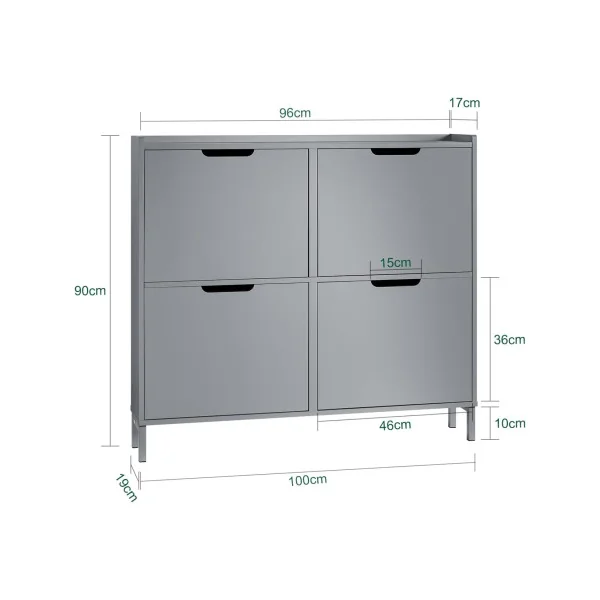 Meuble Chaussure Gris Rangement Chaussures Armoire chaussures 4 Abattants