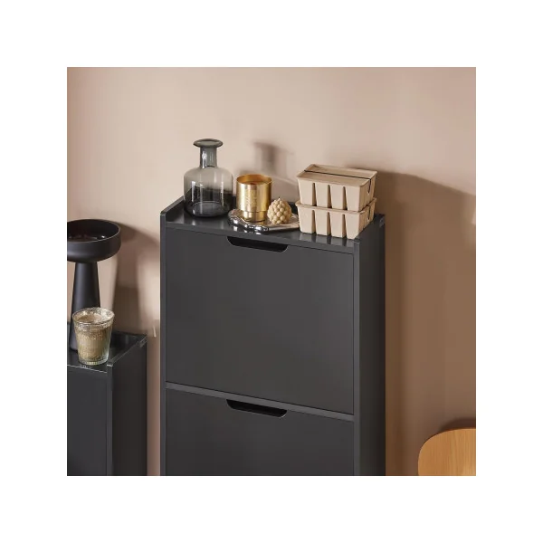 Meuble Chaussure Noir Rangement Chaussures Armoire chaussures 3 Abattants
