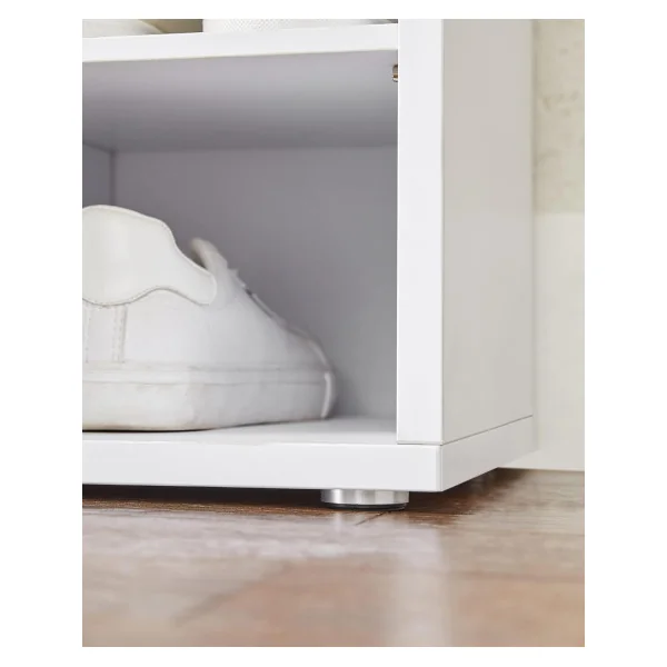 Meuble Chaussures 15 Compartiment Blanc Chaussure avec Assise Rangement Chaussures