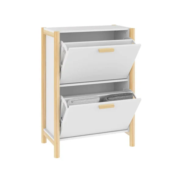 Meuble Chaussures 2 Abattants Rangement Chaussures Blanc Armoire Chaussure Pieds Pin Massif