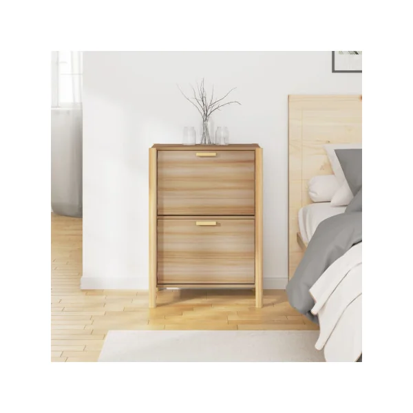 Meuble Chaussures 2 Abattants Rangement Chaussures Blanc Armoire Chaussure Pieds Pin Massif