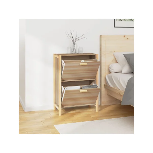 Meuble Chaussures 2 Abattants Rangement Chaussures Blanc Armoire Chaussure Pieds Pin Massif