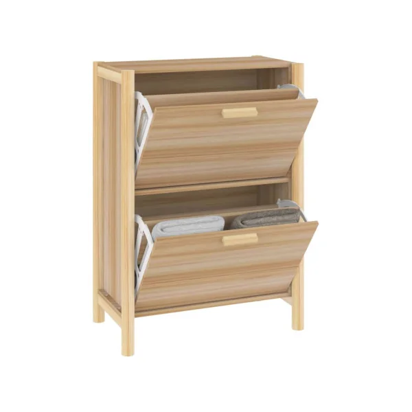 Meuble Chaussures 2 Abattants Rangement Chaussures Blanc Armoire Chaussure Pieds Pin Massif