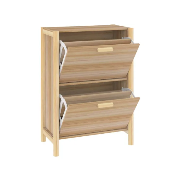 Meuble Chaussures 2 Abattants Rangement Chaussures Blanc Armoire Chaussure Pieds Pin Massif