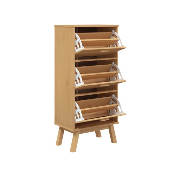Meuble Chaussures 3 Abattants Rangement Chaussures Bois Armoire Chaussure Pin Massif